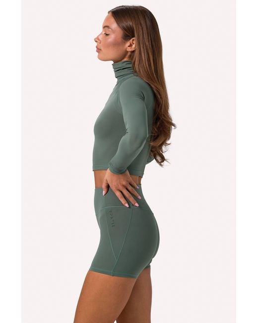 BO+TEE Green Soft Active Turtleneck Crop Top