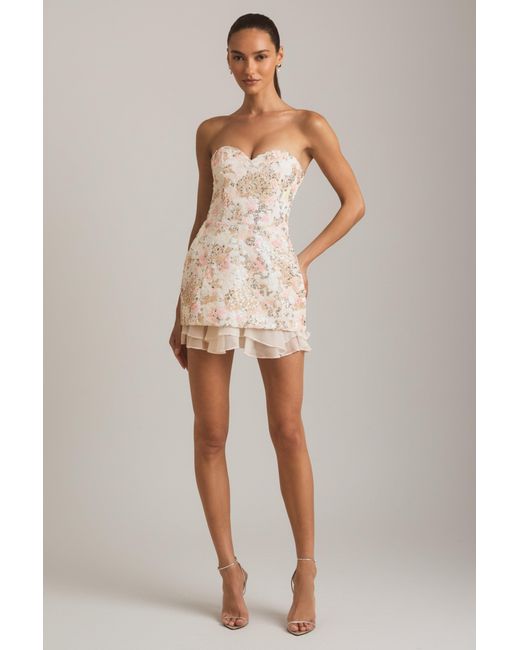 Oh Polly Multicolor Embellished Strapless Corset Mini Dress