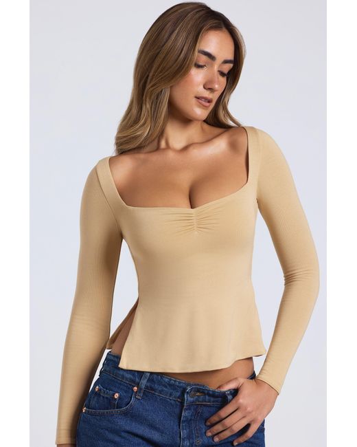 Oh Polly Natural Modal Sweetheart-Neck Top