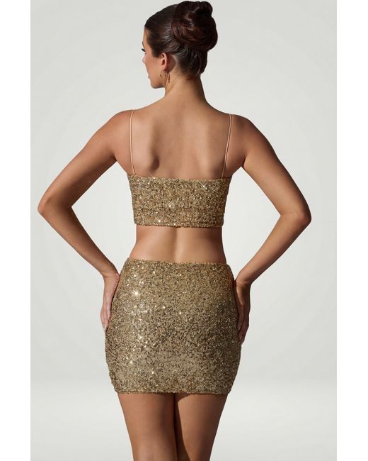 Oh Polly Metallic Embellished Mid-Rise Mini Skirt