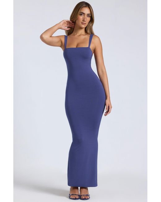 Oh Polly Blue Modal Square-Neck Low Back Maxi Dress