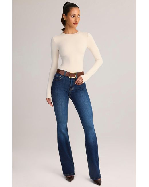 Oh Polly Blue Denim Mid-Rise Flared Jeans