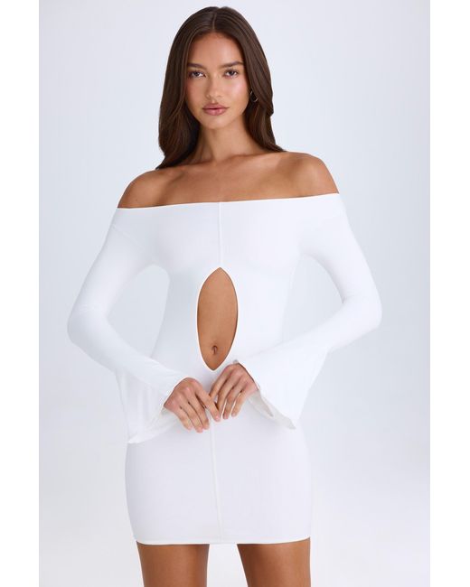 Oh Polly White Off-Shoulder Cut-Out Mini Dress