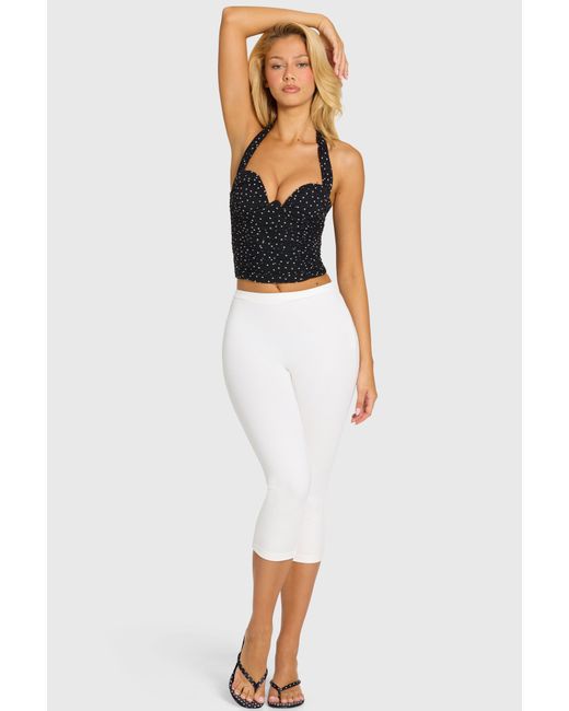 Oh Polly White Ponte Capri Leggings