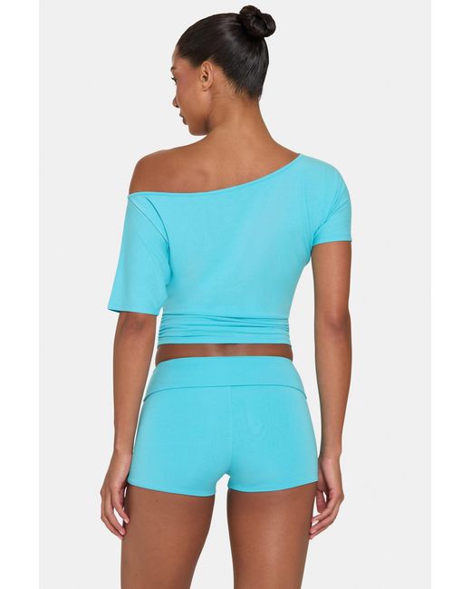 BO+TEE Blue Buttercloud Mini Foldover Shorts