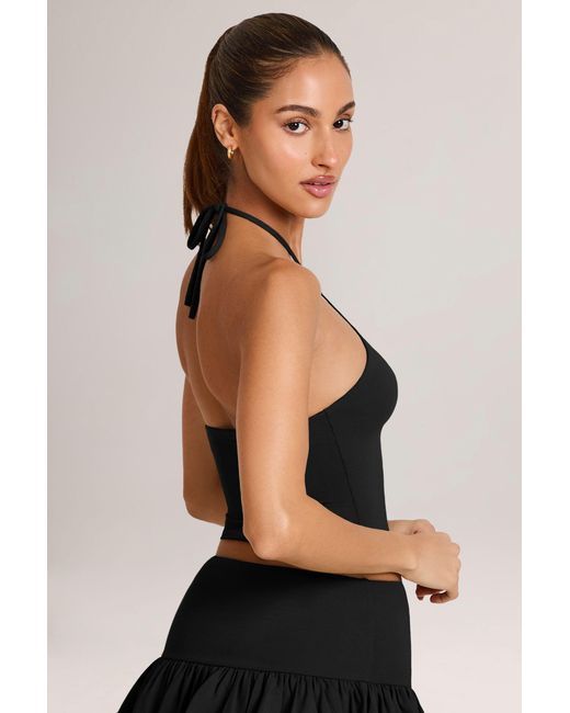 Oh Polly Black Modal Halterneck Top
