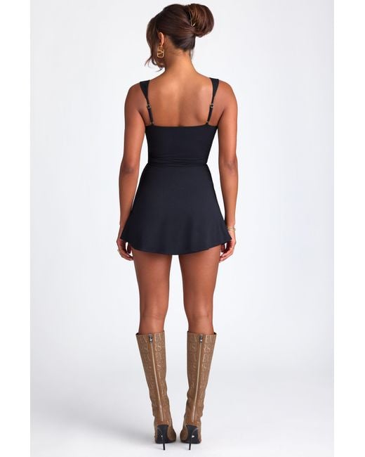 Oh Polly Black Modal Sweetheart-Neck Top