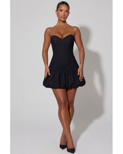 Oh Polly Black Cut-Out Bubble Hem Corset Mini Dress
