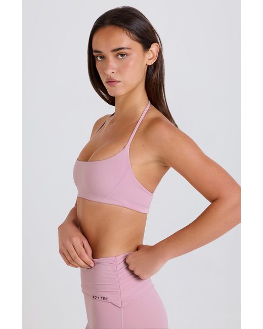 BO+TEE Pink Scoop-Neck Halterneck Sports Bra