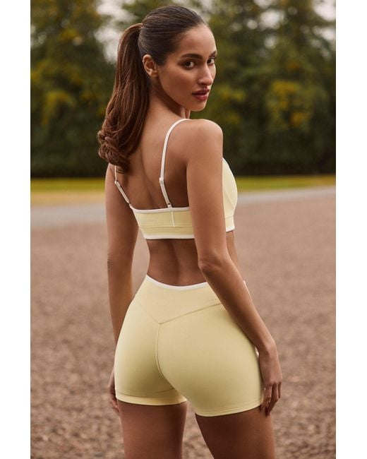 BO+TEE Yellow Soft Active Wrapover Contrast Mini Shorts