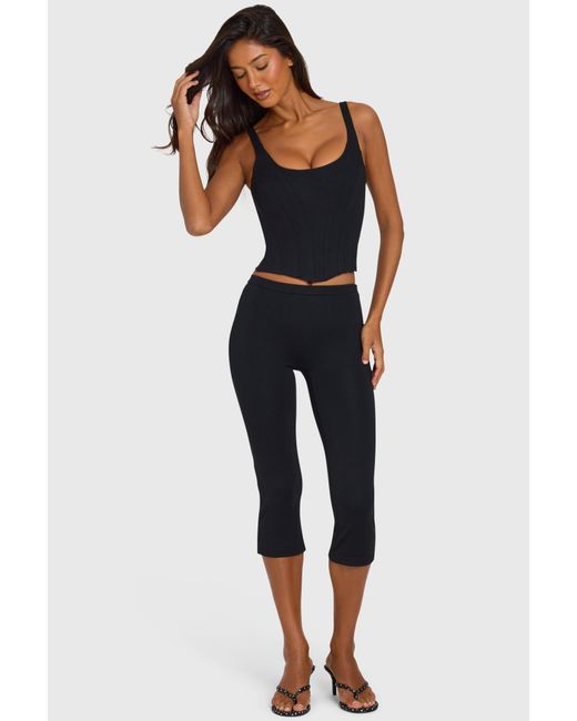 Oh Polly Black Ponte Capri Leggings