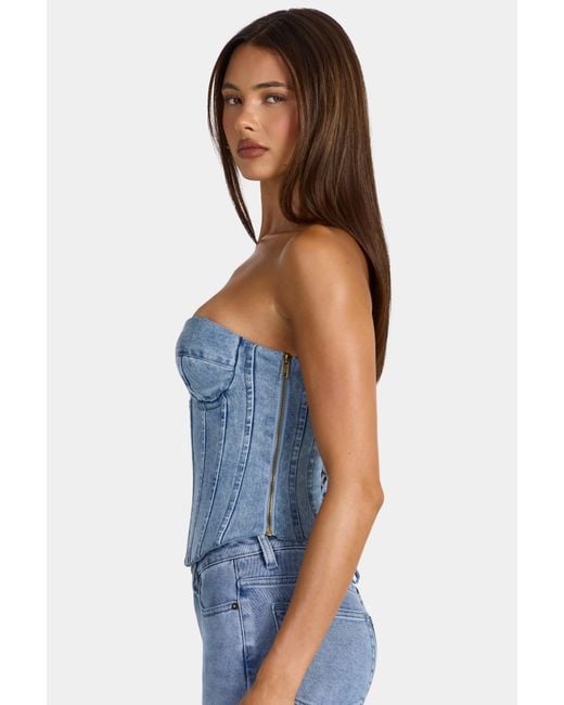 Oh Polly Blue Denim Corset Top