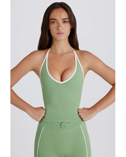 BO+TEE Green Soft Active V-Neck Halterneck Top