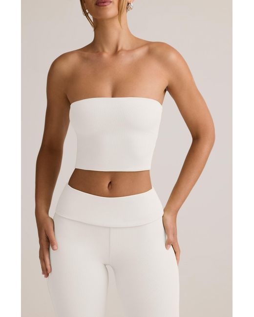 Oh Polly White Modal Strapless Crop Top