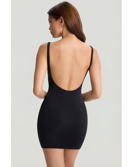 Oh Polly Black Modal Low-Back Bodycon Mini Dress