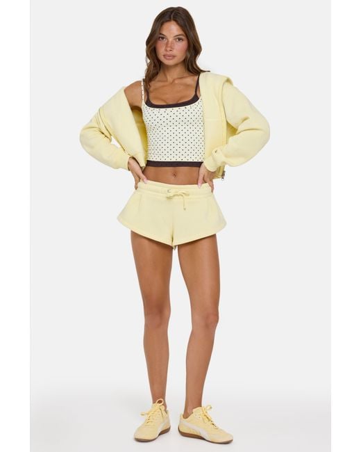 BO+TEE Yellow Mid-Rise Mini Shorts