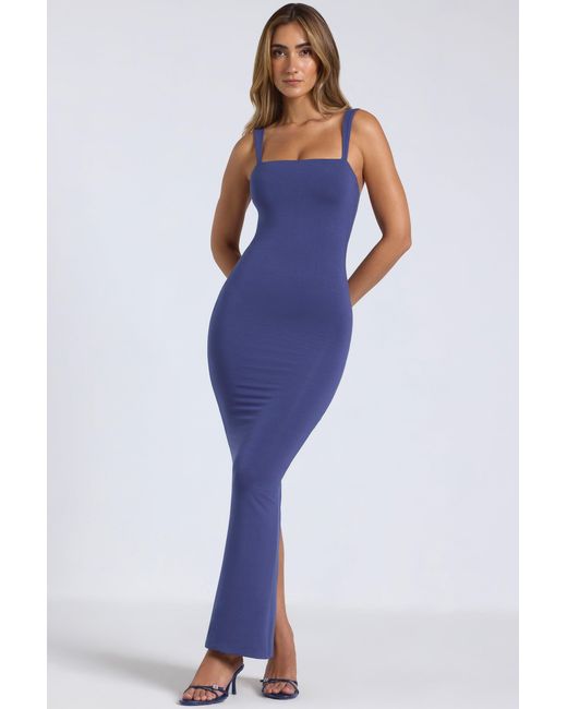 Oh Polly Blue Modal Square-Neck Low Back Maxi Dress
