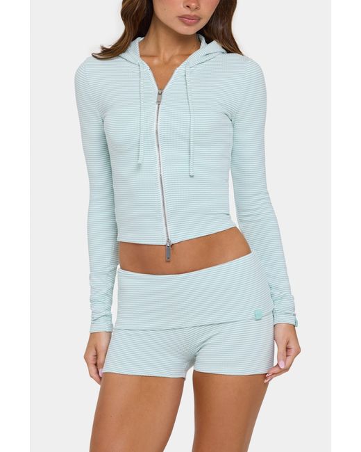 BO+TEE Green Ribbed Jersey Cropped Hoodie