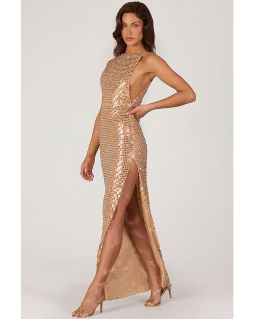 Oh Polly Metallic Embellished Maxi Dress