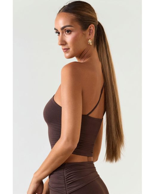 Oh Polly Brown Modal One-Shoulder Top