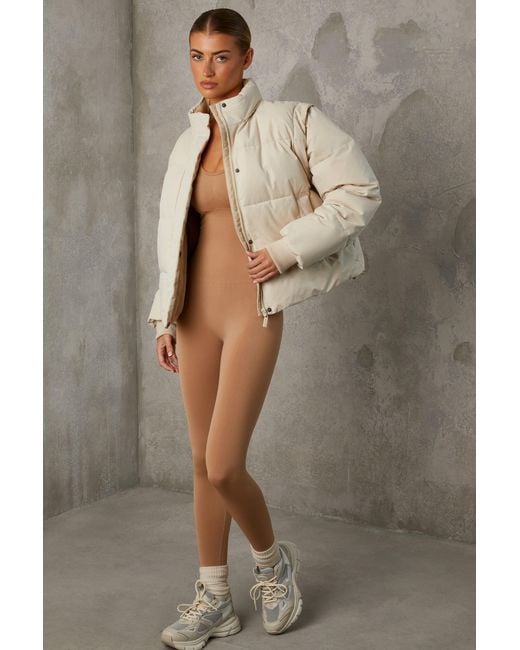 BO+TEE Natural Cropped Puffer Jacket With Detachable Sleeves
