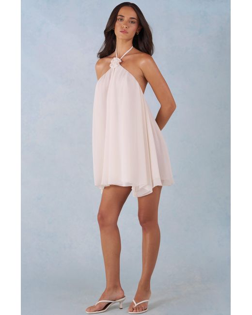 Oh Polly White Halterneck Babydoll Mini Dress