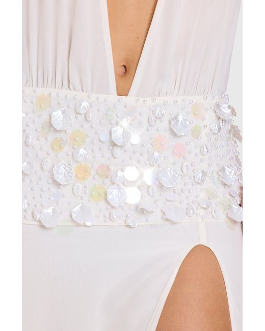Oh Polly White Embellished Waist Maxi Dress