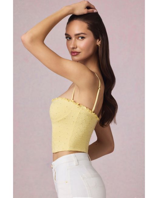 Oh Polly Yellow Modal Broderie Anglaise Camisole Top