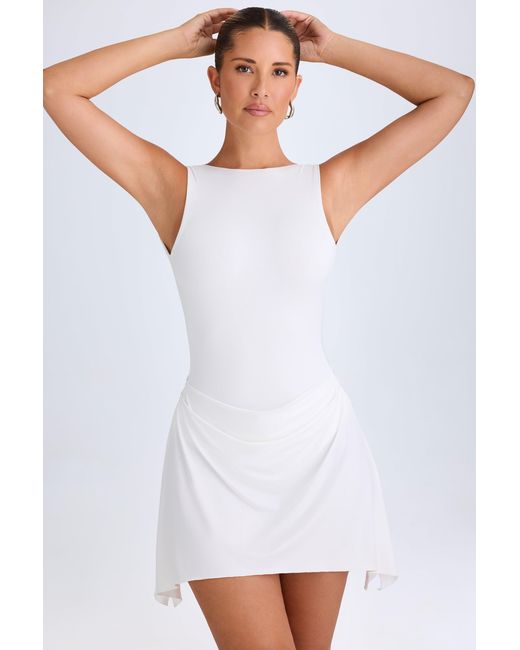 Oh Polly White Draped Open-Back Mini Dress