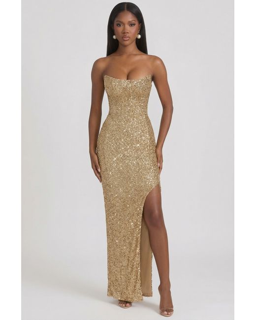 Oh Polly Metallic Embellished Corset Gown