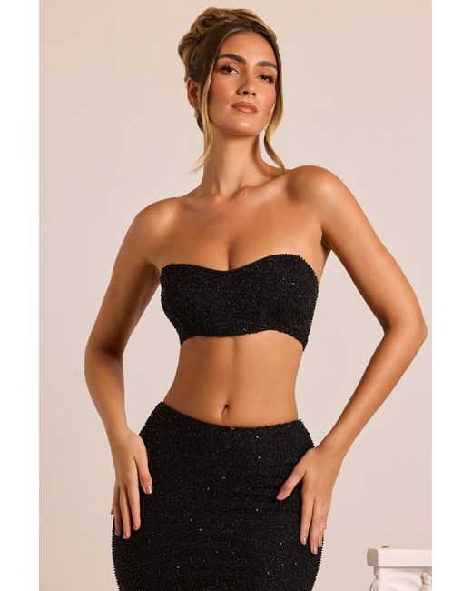 Oh Polly Black Embellished Strapless Corset Top