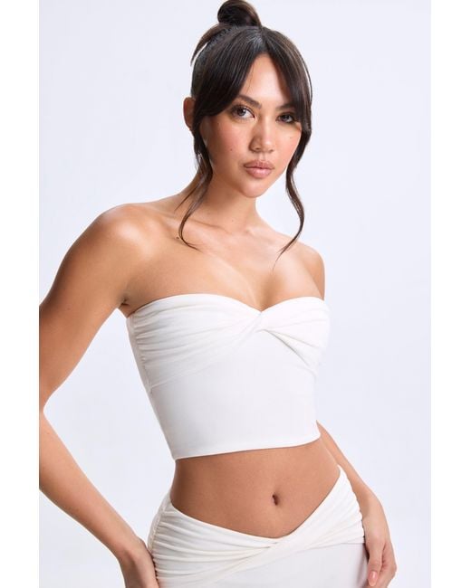 Oh Polly White Modal Twist-Front Bandeau Top