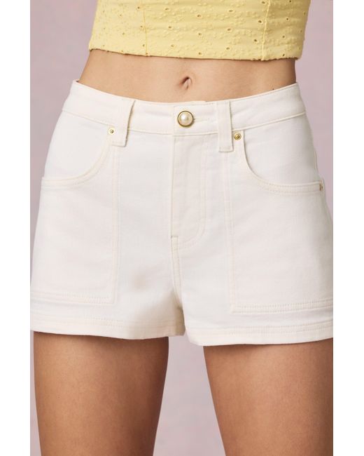 Oh Polly White High-Waist A-Line Shorts