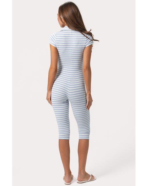 BO+TEE Blue Ribbed Jersey Capri Jumpsuit