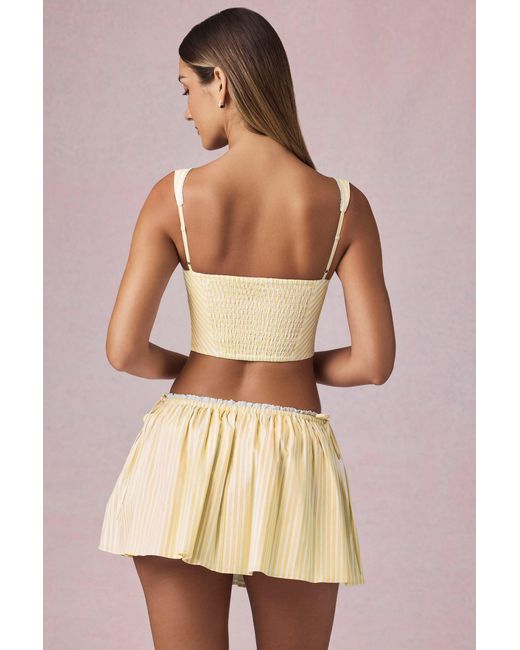 Oh Polly Yellow Ruched Drawstring Mini Skirt