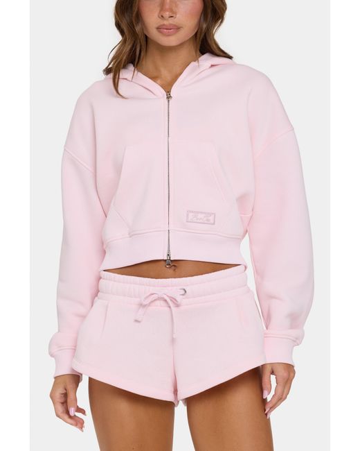 BO+TEE Pink Oversized Zip-Up Hoodie