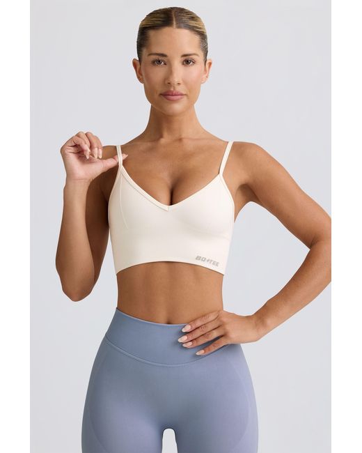 BO+TEE White Define Luxe V-Neck Sports Bra