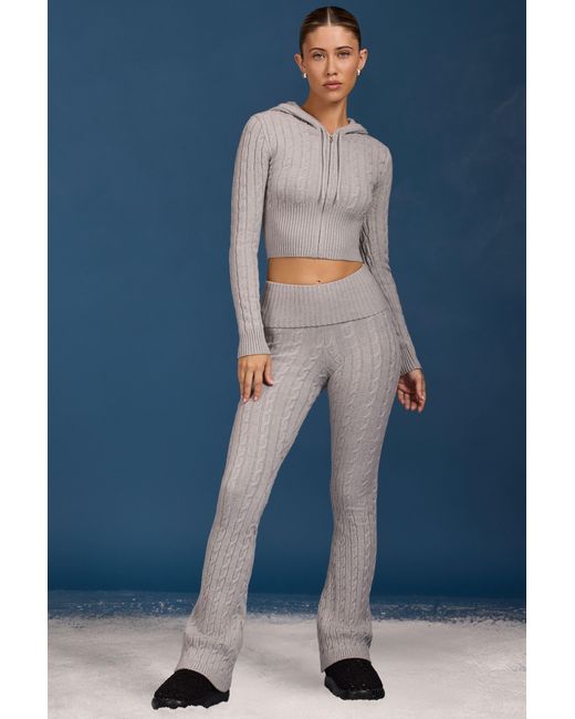 BO+TEE Gray Cable Knit Zip-Up Hoodie