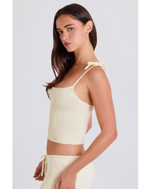 BO+TEE White Ribbed Knit Tie Tank Top