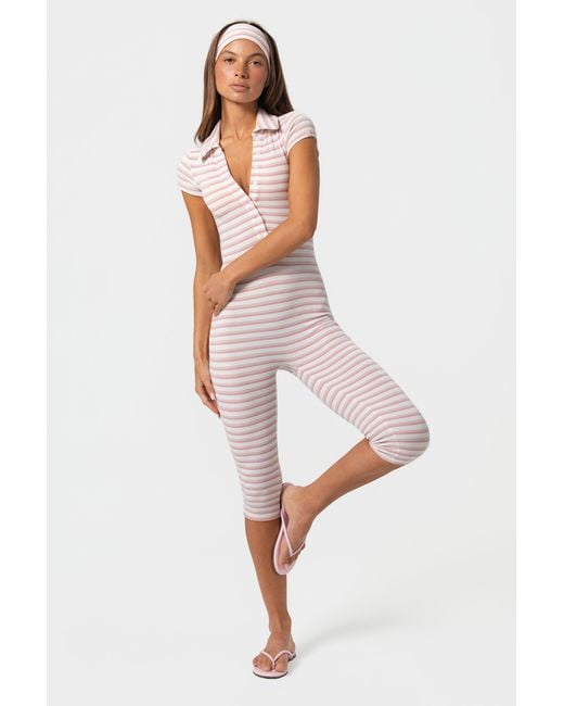 BO+TEE Pink Ribbed Jersey Capri Jumpsuit