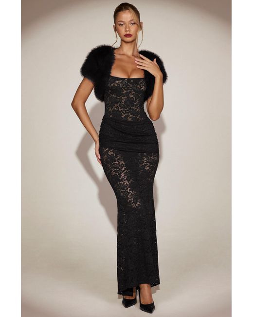 Oh Polly Black Faux-Fur Short Sleeve Bolero