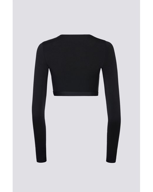 BO+TEE Black Soft Jersey Wrap Crop Top