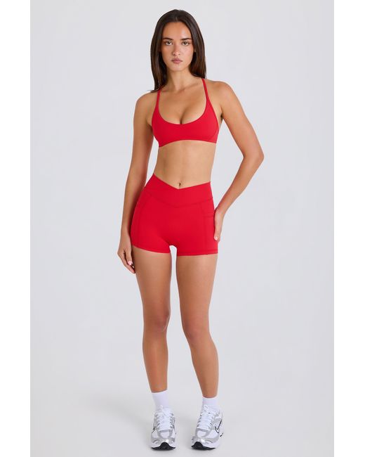 BO+TEE Red Soft Active Pocket V-Waist Mini Shorts