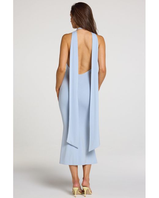 Oh Polly Blue Modal Halterneck Midaxi Dress
