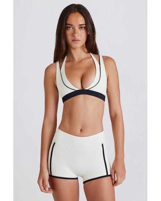 Women's White Soft Active Contrast Mini Shorts