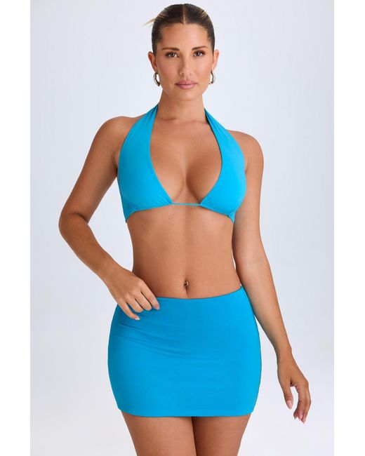 Oh Polly Blue Mid-Rise Micro Mini Skirt