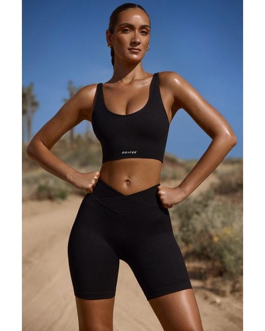 BO+TEE Black High Waist Flexirib Biker Shorts