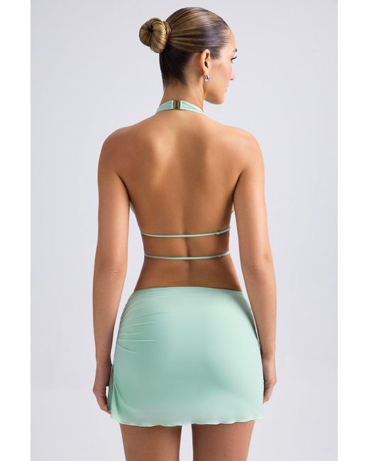 Oh Polly Green Draped A-Line Mini Skirt
