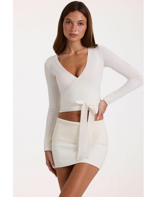 BO+TEE White Soft Knit Wrap Top