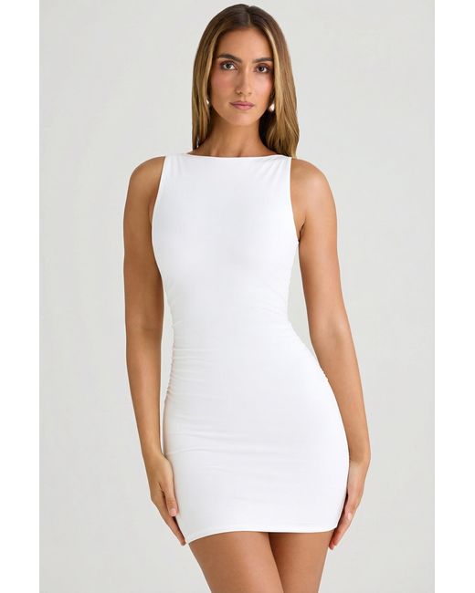 Oh Polly White Modal High-Neck Open-Back Mini Dress
